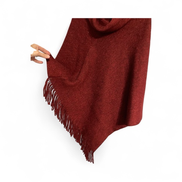 NWT Chico’s cozy stripe cowl neck poncho in Wild Poppy shimmer One Size - Picture 3 of 4